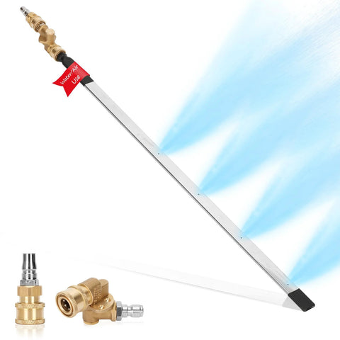 Radiator cleaning wand set, 24-inch stainless steel rod with brass adapters for water/air use; fits cars, trucks, RV radiators.