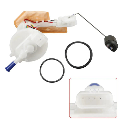 Beefed Up Fuel Pump Assembly 16700-K26-B01 for Honda MSX125 and GROM125, includes filtration unit and O-rings visible in image