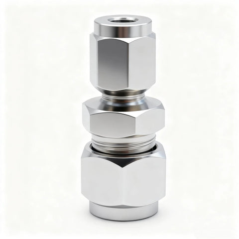 Lophtnix 304 stainless steel compression tube fitting reducing union with double ferrule, 1/4in–3/8in OD straight adapter, 2 pcs