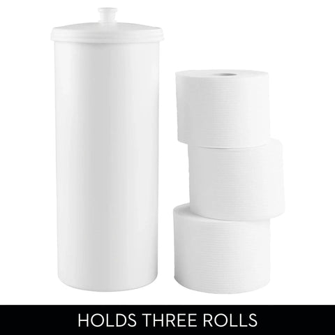 Freestanding Toilet Paper Storage Holder With Lid For 3 Extra Rolls White Floor Stand Organizer