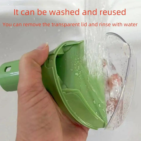 Detachable green brush head with clear splash guard for Little Green Machine handheld cleaner.