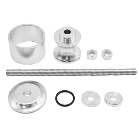 Precision Wheel Bearing Reinstall Tool For 40mm And 44mm Bearings with steel components and sealing ring laid out for easy installation.