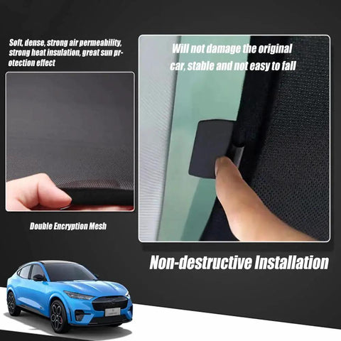 Ford Mustang MachE Sunroof Sunshade Foldable Glass Roof UV Blocks 99 Percent shown in a close-up installation view.