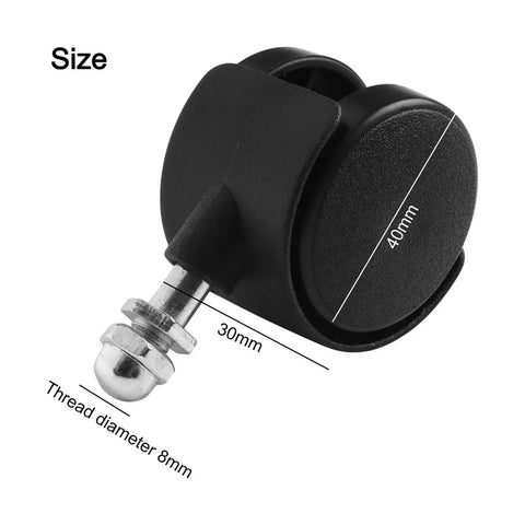 Single 4Pcs Mute Castor For Electric Oil Heaters And Appliances, Omnidirectional Swivel Wheel 40x30x8mm, showing dimensions.