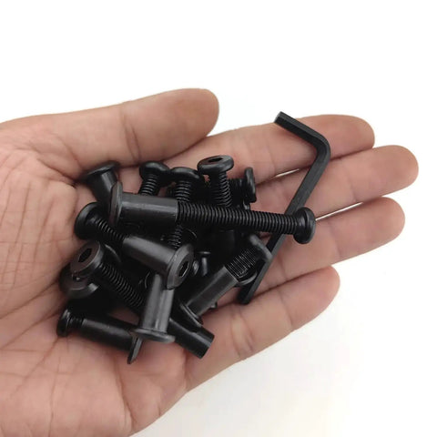 Black M6 Hex Drive Socket Cap Bolts Kit For DIY Furniture Fixes 30 Piece Set With Binding Post Screws Socket Caps And Connecting Bolts