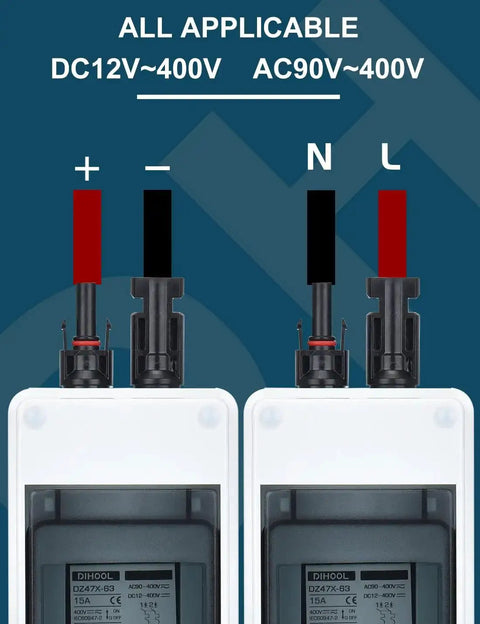 15 Amp Solar DC Disconnect Switch Outdoor Breaker Box With IP65 Waterproof UV Resistant PC Shell And Flame Retardant V1 Rated Housing