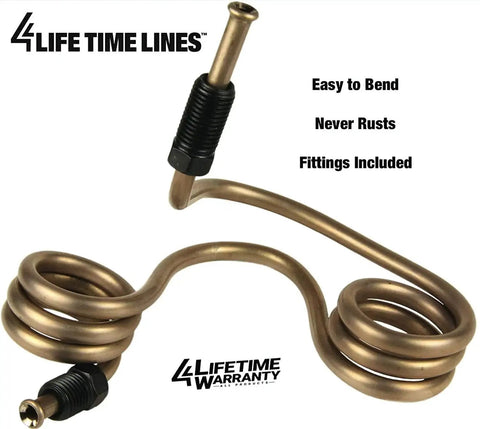 4LIFETIMELINES copper-nickel brake line coil with SAE fittings, 1/4 in, 25 ft