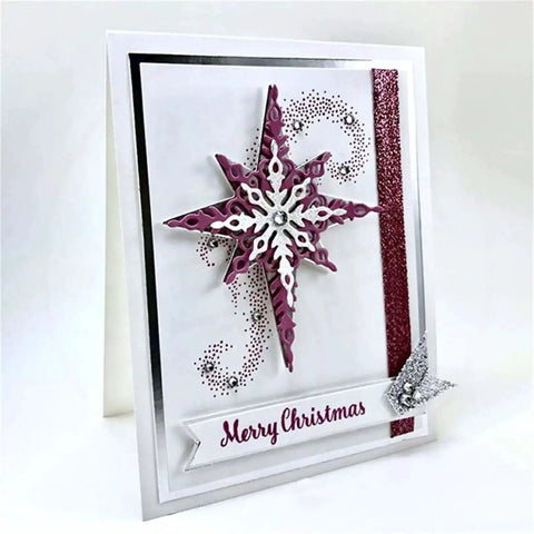 Christmas card with 3D star design using Must Have Christmas Scrapbooking Die Cuts Set With Metal Cutting Dies 12.4x8.3cm
