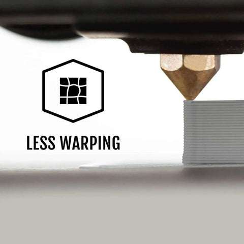 Close-up of nozzle printing with Cool Gray 1.75mm PLA 3D Printer Filament, 1 Kg Spool, highlighting smooth extrusion, less warping.