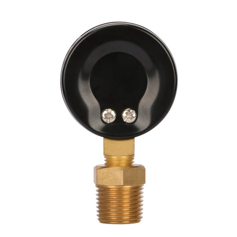 Measureman 2-inch well pump pressure gauge with brass 1/4 in NPT male thread, includes 1/2 in NPT adapter