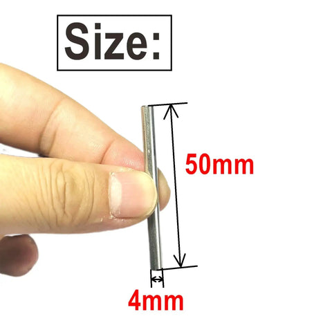 Close-up of a 4mm x 50mm dowel pin from the 52 Piece 4Mm By 50Mm Dowel Pins Set In 304 Stainless Steel Built For DIY Shelves And Bunk Beds.