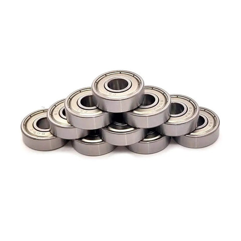 Set of 10 industrial-grade 8x22x7mm deep groove ball bearings with double metal shields, pre-lubricated for high-speed, low friction use.