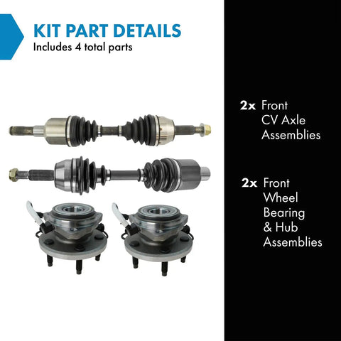 Front CV Axle And Wheel Hub Bearing Assemblies Kit For 2003 Ford Explorer Sport Trac 2003 To 2010 Ranger And 2006 To 2009 Mazda B4000 4WD 4 Piece Beefed Up Replacement Parts For Smooth Handling And Longevity including 2 axles and 2 hubs