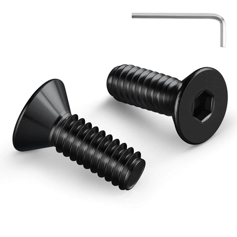 1/4-20 Stainless Socket Head Cap Screws, 1 Inch Long, Full Thread Countersunk Bolts, 304 Stainless Steel With Black Zinc Finish, 30-Piece Set, Includes Hex Spanner