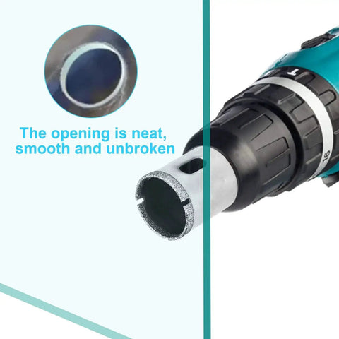 Close-up of a diamond drill bit from the 15 Piece Diamond Drill Bit Set For Ceramic And Glass Diamond Hole Saw Kit 6Mm To 50Mm Pro Grade