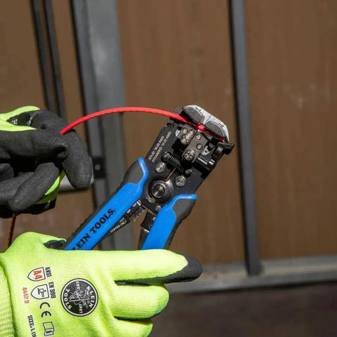 Self-Adjusting Wire Stripper And Cutter, Heavy Duty, Cuts And Strips 10-20 AWG Solid And 12-22 AWG Stranded in use