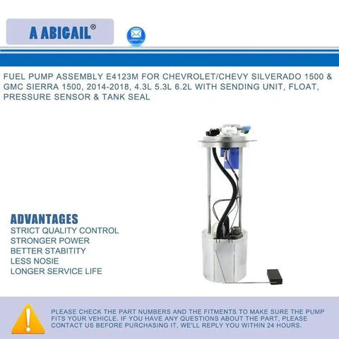 Premium Fuel Pump Assembly With Sending Unit And Fuel Pressure Sensor For 2014 2018 Chevy Silverado 1500 GMC Sierra 1500