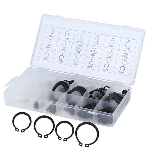 300 Piece Durable External Circlip Kit Retaining Ring Set For Bearings, Gears And Pulleys, Heavy Duty E Clip Assortment in plastic case