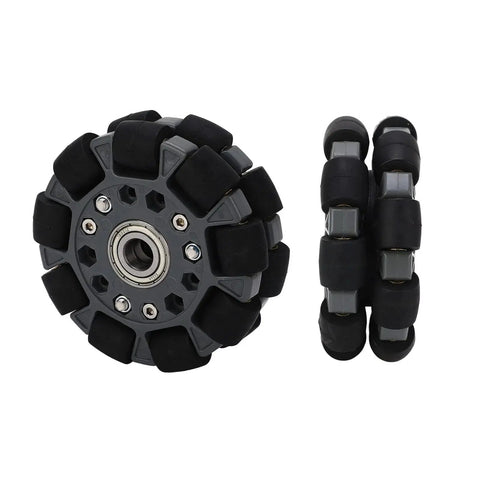 Omni Wheel For Robots 100 Mm 360 Degree Omnidirectional Wheel For Drive Systems With All Direction Movement, front and side view