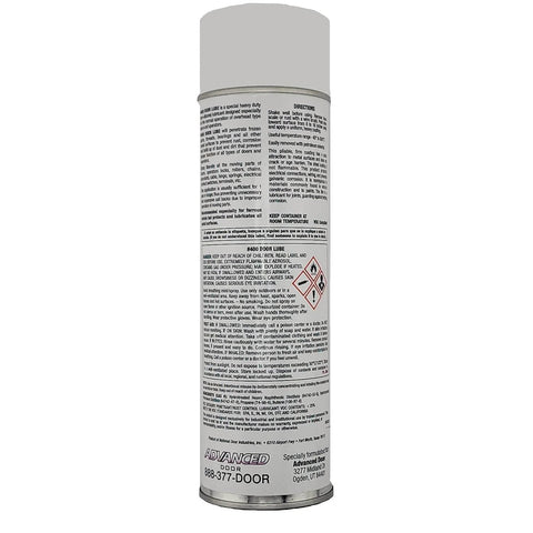 Back view of All In One Lube And Rust Preventative For Garage Doors With No Silicones Dries Clear Oil Based Lubricant 15 Oz For Quiet Operation