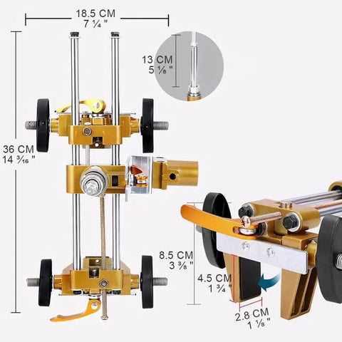 Door Lock Hole Opener Kit For Installing Doors Pro Grade Mortiser Jig For Wooden Doors close-up with dimensions