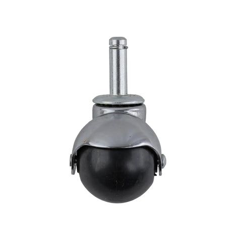 2-Inch Office Chair Caster With Soft Black Rubber Ball, Chrome Hooded Swivel, Double Ball Bearing, Grip Ring Stem 7/16-Inch By 1-7/16-Inch