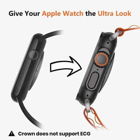 Side view of Rugged Metal Case Conversion Kit For 46mm Apple Watch Series 10 And 11 With Back Cover And Ultra Look Protective Bumper shown on watch.