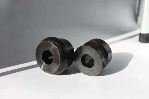 Three Quarter Inch Round Bead Roll Die Set For Bead Rollers With 22mm Shafts, heavy-duty heat treated tool steel, black finish.