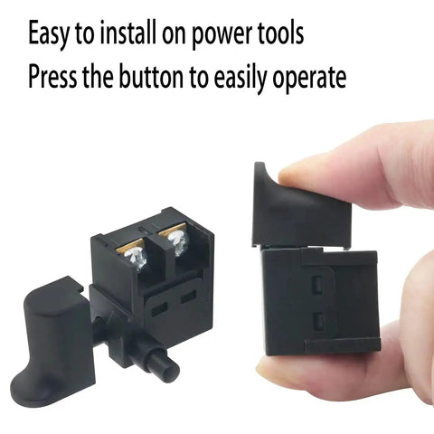 Close-up of the 2 pack hammer trigger power tool switches with pushbutton 6A 110 type for drill and angle grinder installation