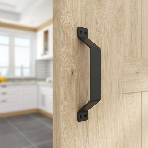 Rustic Barn Door Handles Set Of 2 Black Painted Solid Steel Gate Pulls Comfortable And Handy Heavy Duty Hardware Installed