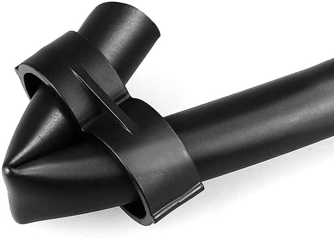 Black plastic drip irrigation fitting with barbed ends for 1/2 in tubing