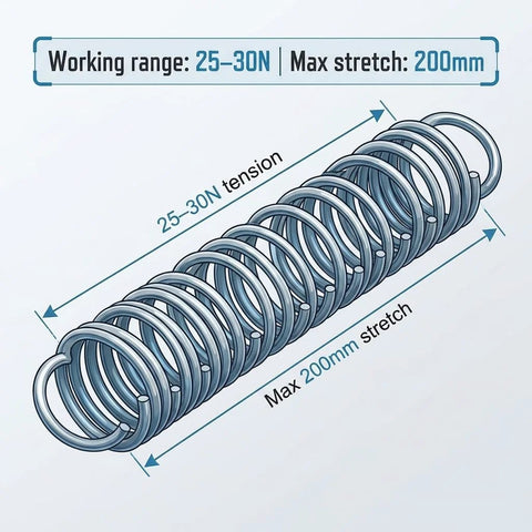 QWORK stainless steel extension springs, 6-inch length, 2 mm wire, dual hooks, set of 5