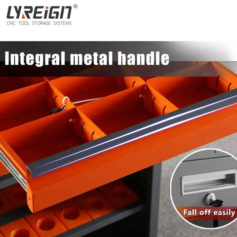 Removable CNC Tool Rack Cart With Dual Layer Steel Side Mount Storage featuring metal handle and easy access design