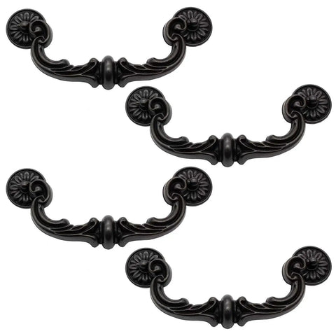 Set Of 4 Rustic Vintage Style Drop Down Bail Pull Handles With 151mm Hole Center And 185mm Total Length Made Of Zinc Alloy