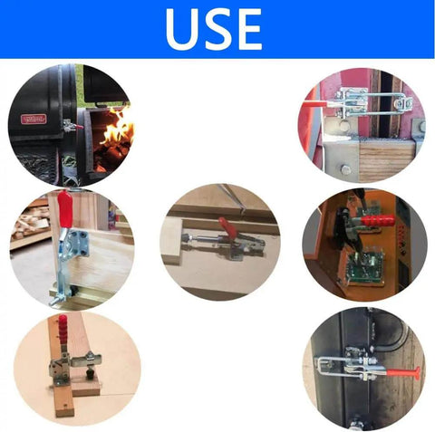 Various uses of the Heavy Duty Toggle Clamp With Quick Release For Woodworking And Welding, Pro Grade Built Tough 600 Lb Push Pull