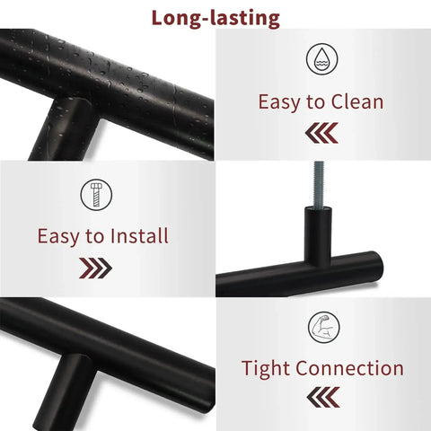 Twenty Pack Matte Black Cabinet Pulls With 96 Millimeter Hole Center For Easy Install And A 5.7 Inch Overall Length Stainless Steel Hardware