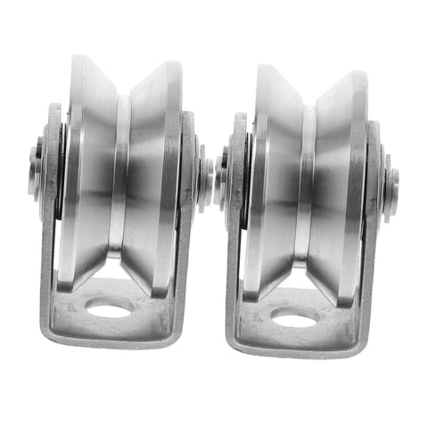 Heavy Duty Sliding Gate Guide Roller And Stainless Steel Pulley Wheels For Track Doors, shown in front view, durable build.