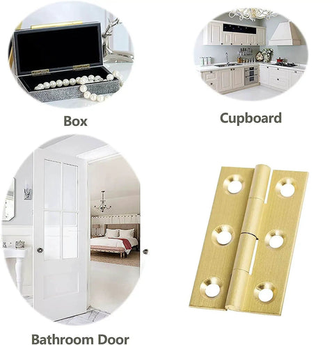 8 Pack 2.5 Inch Brass Butt Hinges For Cabinets And Drawers, Solid Brass Rust Resistant Hinge Set With Screws, Various Uses