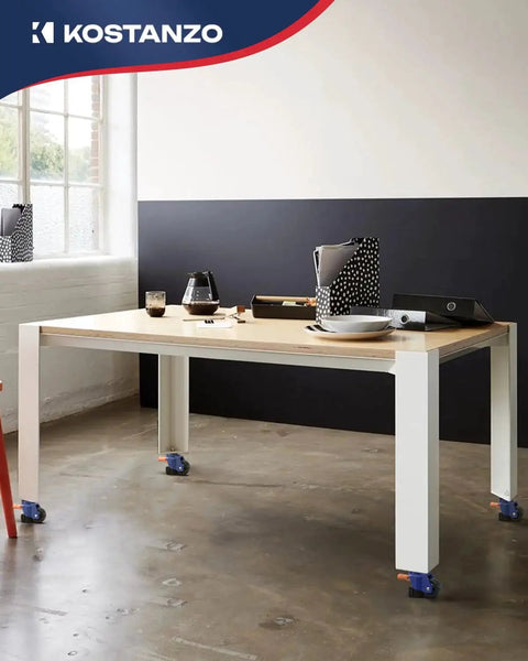 Workbench with Heavy Duty Leveling Casters Set Of 4 With Retractable Wheels And Ratchet Handle One Half Inch And M12 Stem Sizes