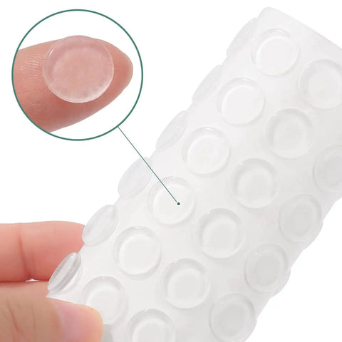 Clear Adhesive Cabinet Bumpers 0.5 Inch Non Slip Rubber Dots For Soft Close shown in close-up view