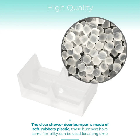 Opaque Sliding Shower Door Bumpers 2 Piece for Sliding Doors and Tub Enclosures, close-up of clear soft flexible rubber material.
