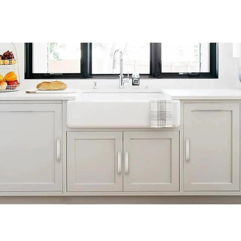 Modern kitchen with 5 Pack 3 Inch Hole Center Brushed Satin Nickel Cabinet Pulls With Backplates And Base Plates on white cabinets