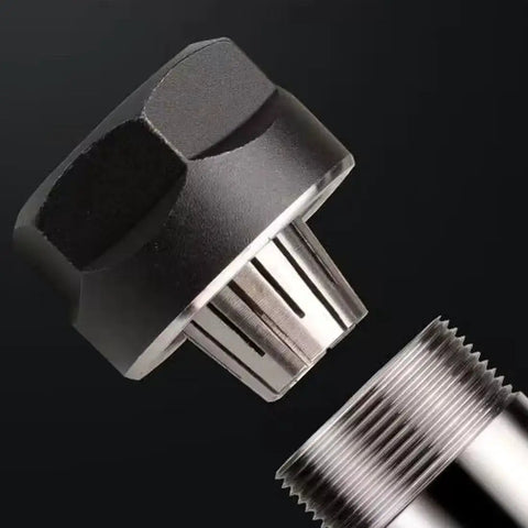Close-up of Collet Clamping Nut Set For ER11A Type M14 CNC Chuck Lathe Milling Tool Holder, alloy steel detail.