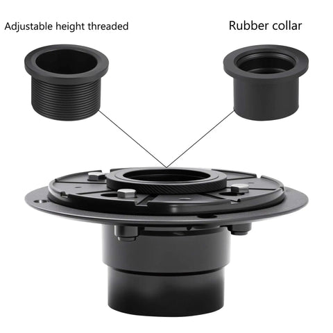 6 Inch Square Shower Drain With Flange Kit, 1.2mm SUS304 Stainless Steel Floor Drain parts, adjustable height, rubber collar