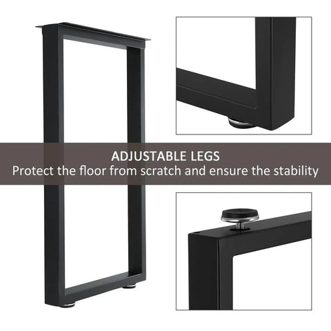 Beefy 30 Inch Metal Table Legs Set Of 2 With Adjustable Feet Pads Black Industrial Grade Support For Dining Desks and Tables
