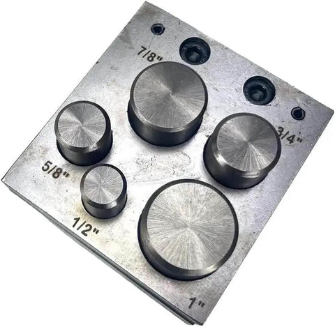 Disc Cutter Set For Jewelry Making Pro Grade Hardened Steel Punch Tools With Multiple Cutter Sizes on steel base