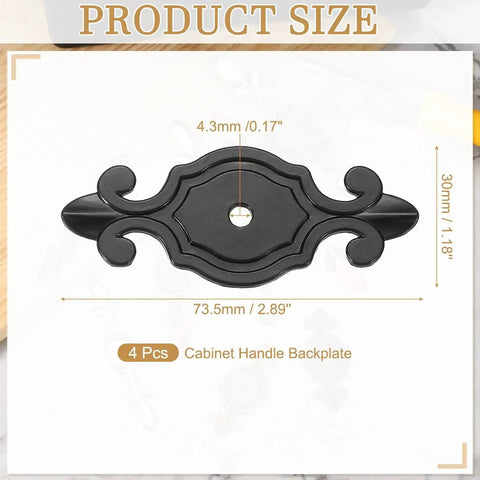 Four Pack Cabinet Back Plates In Black Zinc Alloy For Wardrobes Cupboards Closets And Dressers With A Boss Retro Vibe And Classic Look