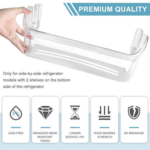 Refrigerator Door Bin Shelf Replacement 242126602 compatible with side by side refrigerators, durable polypropylene frame shown
