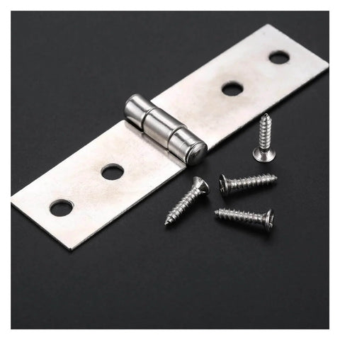 Two Piece Ball Bearing Door Hinges With Eight Screws Silver 74mm By 20mm Right Angle Four Hole Iron Alloy Cabinet Hinges