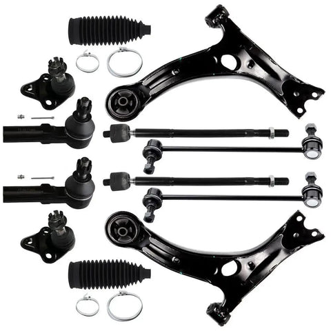 ASAPE 12-piece front suspension kit for Toyota Corolla (2009–2013): front control arms, ball joints, tie rods